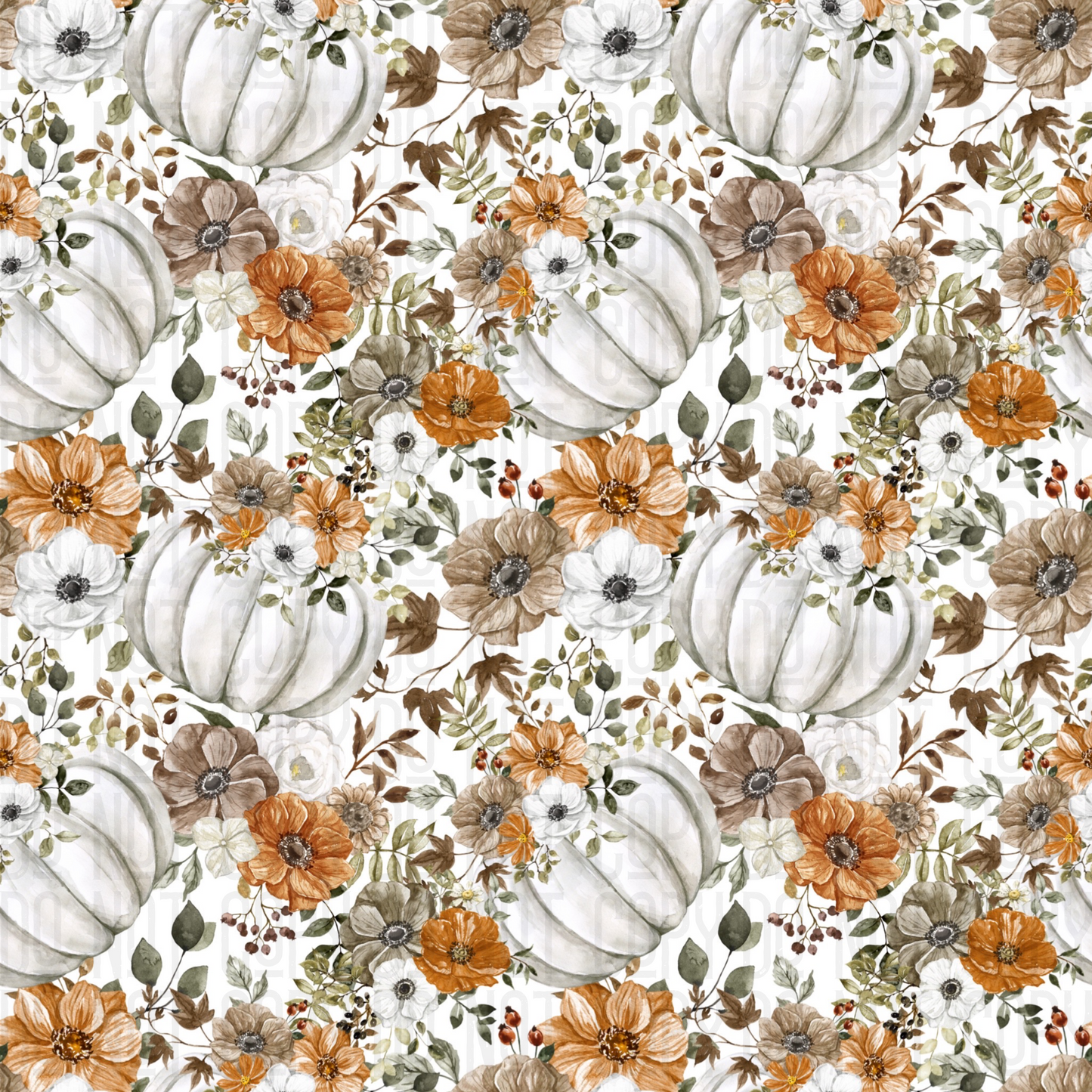 Floral Pumpkins White