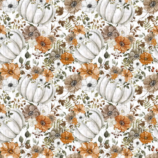 Floral Pumpkins White