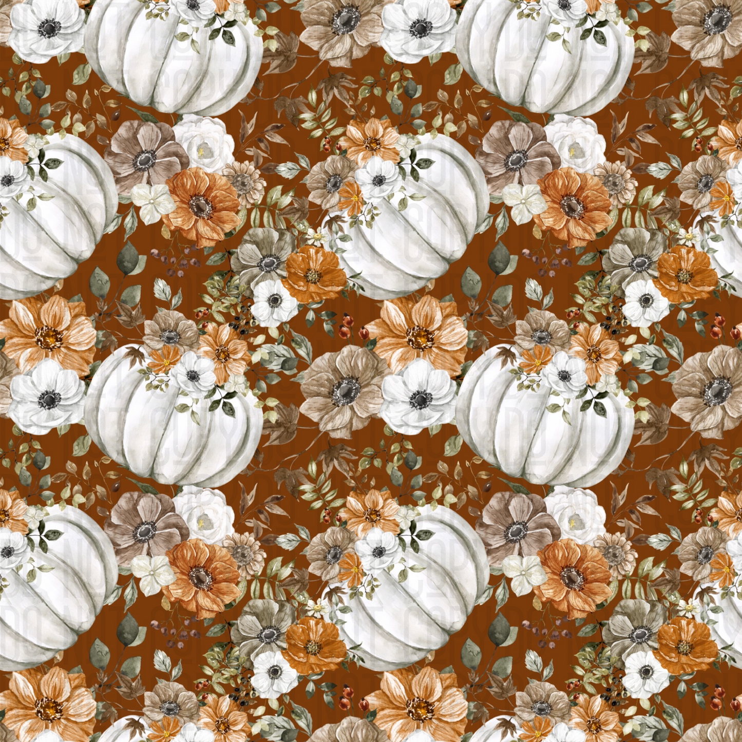 Floral Pumpkins Brown