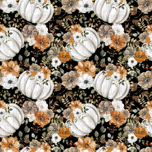 Floral Pumpkins Black