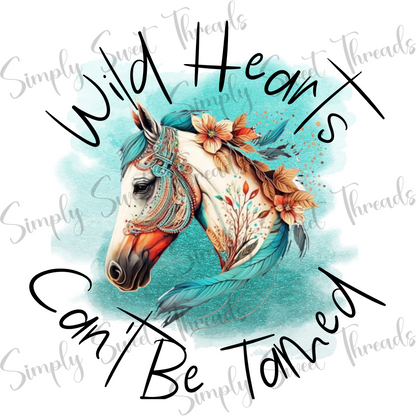 Teal Floral Horses PNG