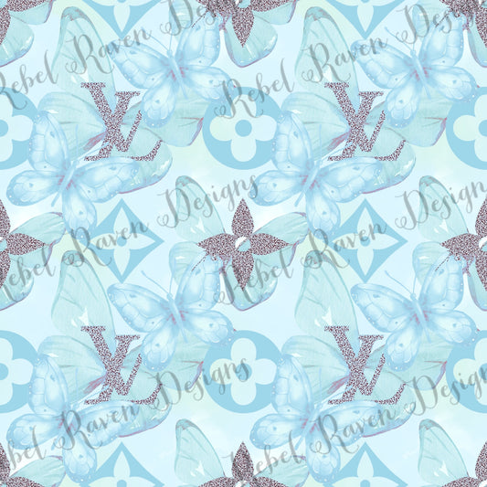 Pastel Blue Glitter Butterfly L&V