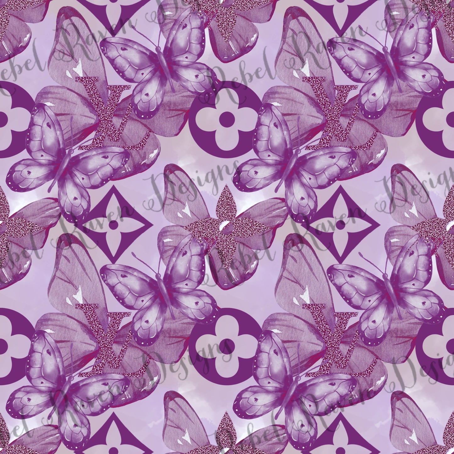 Purple Glitter Butterfly L&V