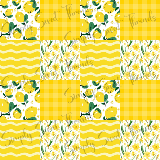 Lemon Floral Plaid Stripes Patchwork