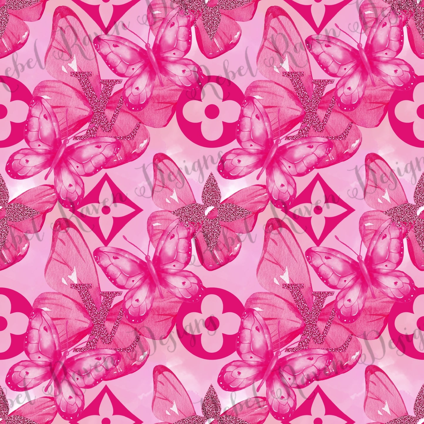 Hot Pink Glitter Butterfly L&V