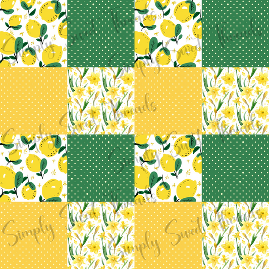 Lemon Floral Polka Dots Patchwork