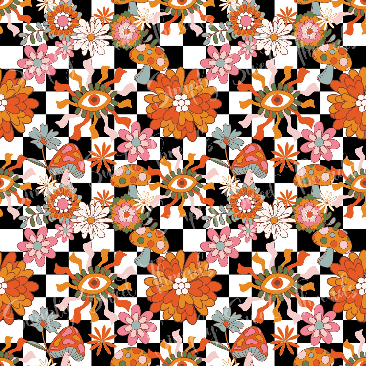 Groovy Checkered Floral